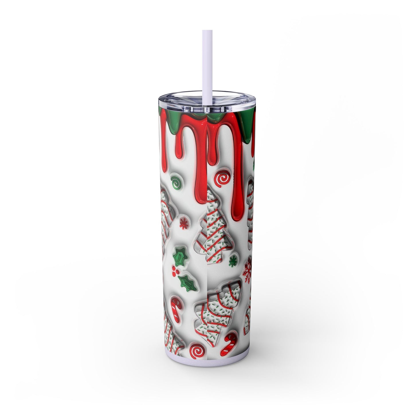 Christmas Cookie Skinny Tumbler, Holiday Drinkware, 20oz Snowman Cup, Festive Straw Mug, Winter Wonderland Gift