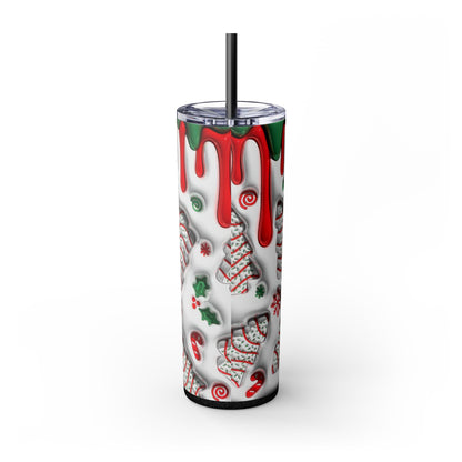 Christmas Cookie Skinny Tumbler, Holiday Drinkware, 20oz Snowman Cup, Festive Straw Mug, Winter Wonderland Gift