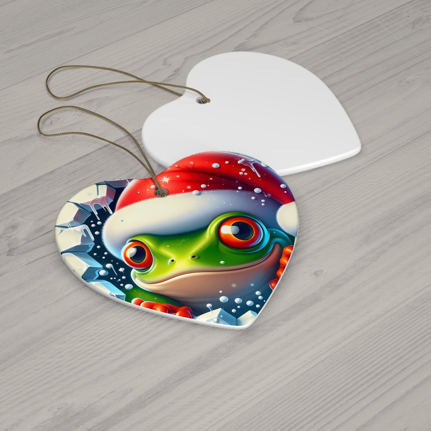 Festive Ceramic Ornaments, Frog Holiday Decor, Christmas Tree Decoration, Unique Gift for Animal Lovers, Cute Frog Holiday Ornament