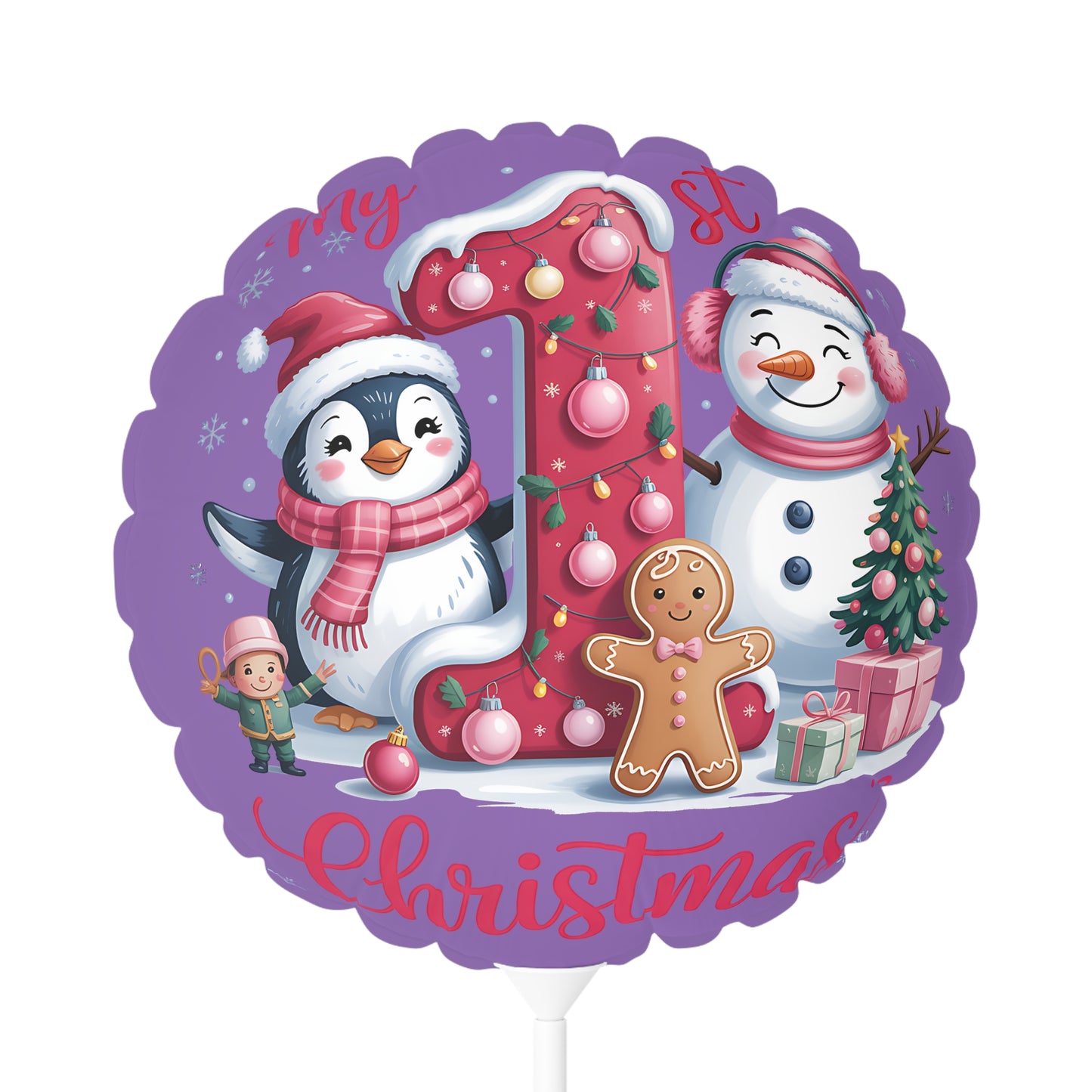 11" Christmas First Birthday Balloon — Penguin & Snowman Holiday Party Decor