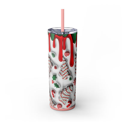 Christmas Cookie Skinny Tumbler, Holiday Drinkware, 20oz Snowman Cup, Festive Straw Mug, Winter Wonderland Gift