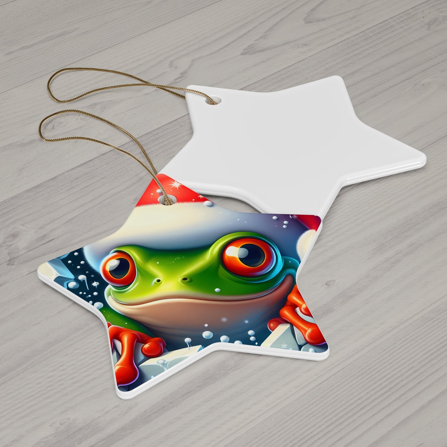 Festive Ceramic Ornaments, Frog Holiday Decor, Christmas Tree Decoration, Unique Gift for Animal Lovers, Cute Frog Holiday Ornament
