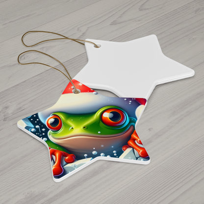 Festive Ceramic Ornaments, Frog Holiday Decor, Christmas Tree Decoration, Unique Gift for Animal Lovers, Cute Frog Holiday Ornament