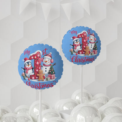1st Christmas Balloon — Festive Penguin & Snowman Foil Balloon (11")