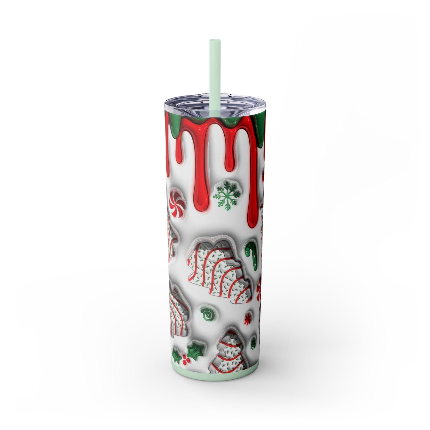 Christmas Cookie Skinny Tumbler, Holiday Drinkware, 20oz Snowman Cup, Festive Straw Mug, Winter Wonderland Gift