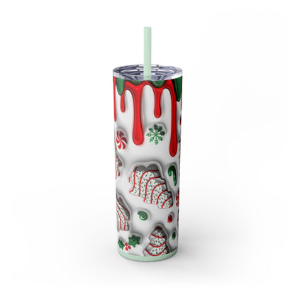 Christmas Cookie Skinny Tumbler, Holiday Drinkware, 20oz Snowman Cup, Festive Straw Mug, Winter Wonderland Gift