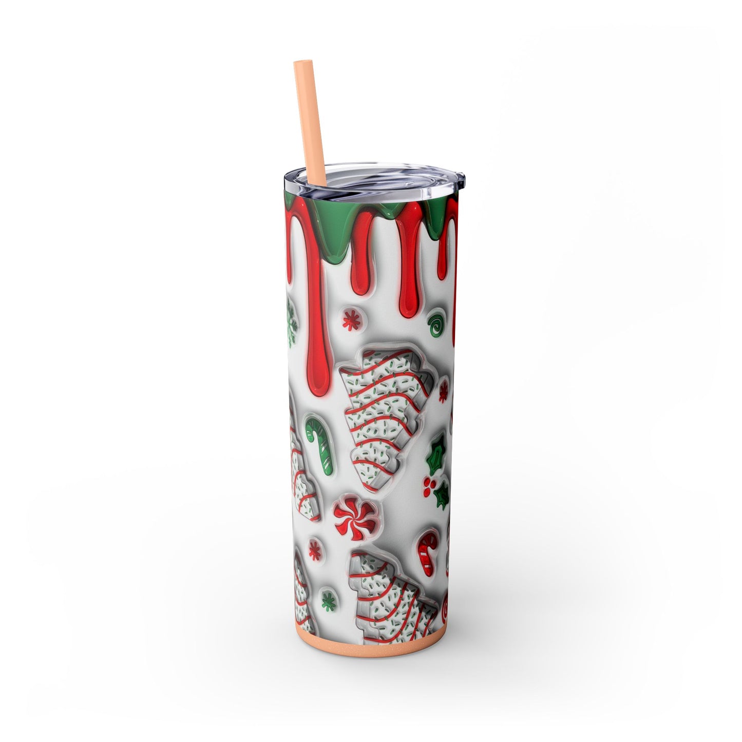 Christmas Cookie Skinny Tumbler, Holiday Drinkware, 20oz Snowman Cup, Festive Straw Mug, Winter Wonderland Gift