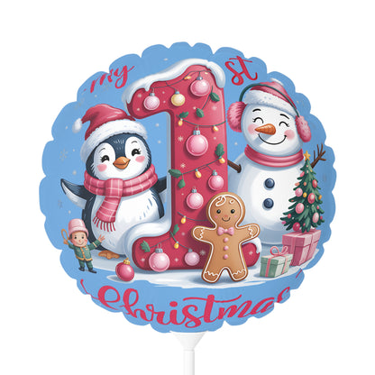 1st Christmas Balloon — Festive Penguin & Snowman Foil Balloon (11")