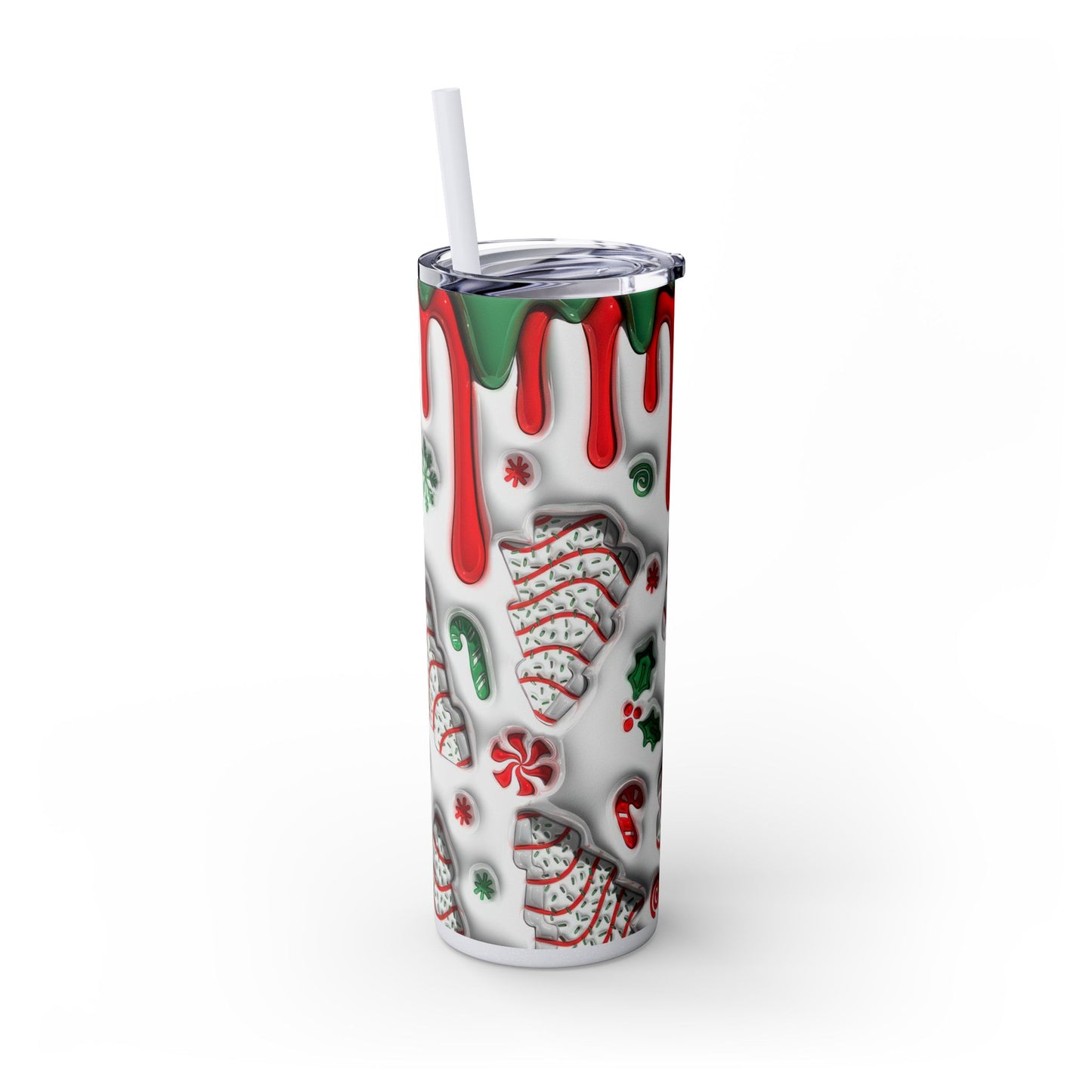 Christmas Cookie Skinny Tumbler, Holiday Drinkware, 20oz Snowman Cup, Festive Straw Mug, Winter Wonderland Gift