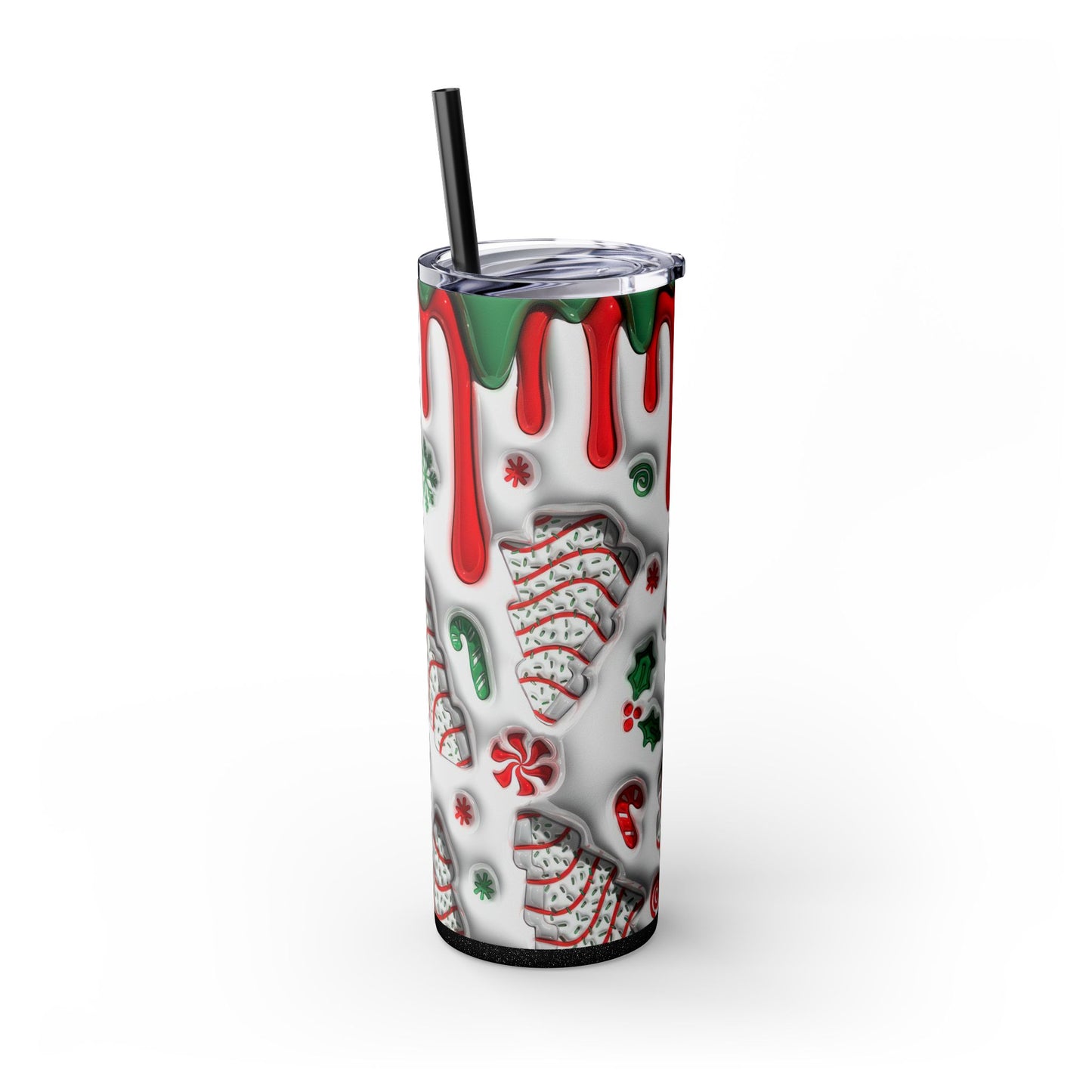 Christmas Cookie Skinny Tumbler, Holiday Drinkware, 20oz Snowman Cup, Festive Straw Mug, Winter Wonderland Gift