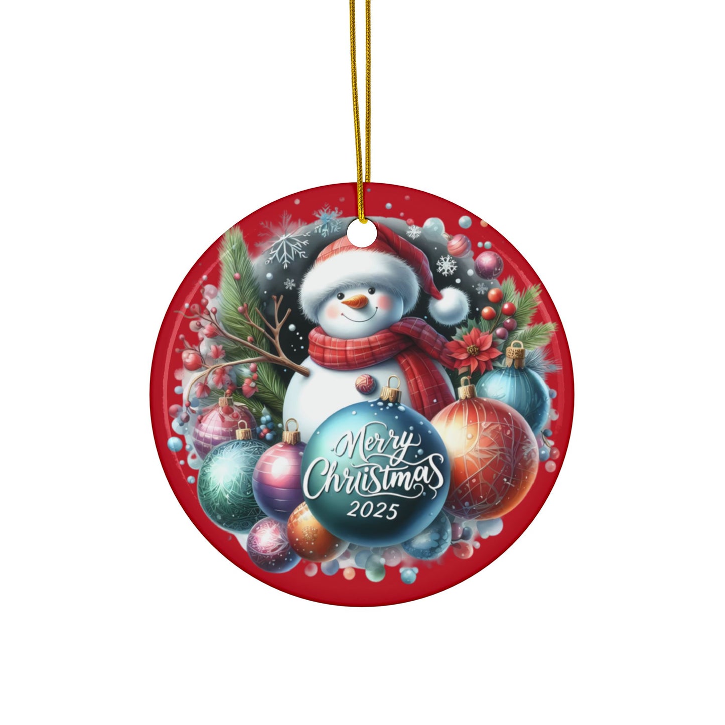 Christmas  Ornaments, Holiday Decor, Festive Gift, Snowman Design, 2-Sided Print, Tree Decorations