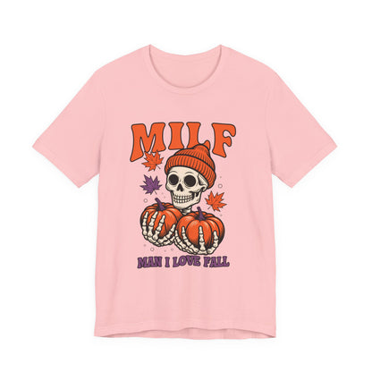Fall Vibes Skeleton Tee - Halloween Fashion, Unisex Shirt, Fall Apparel, MILF Shirt, Halloween Costume Top
