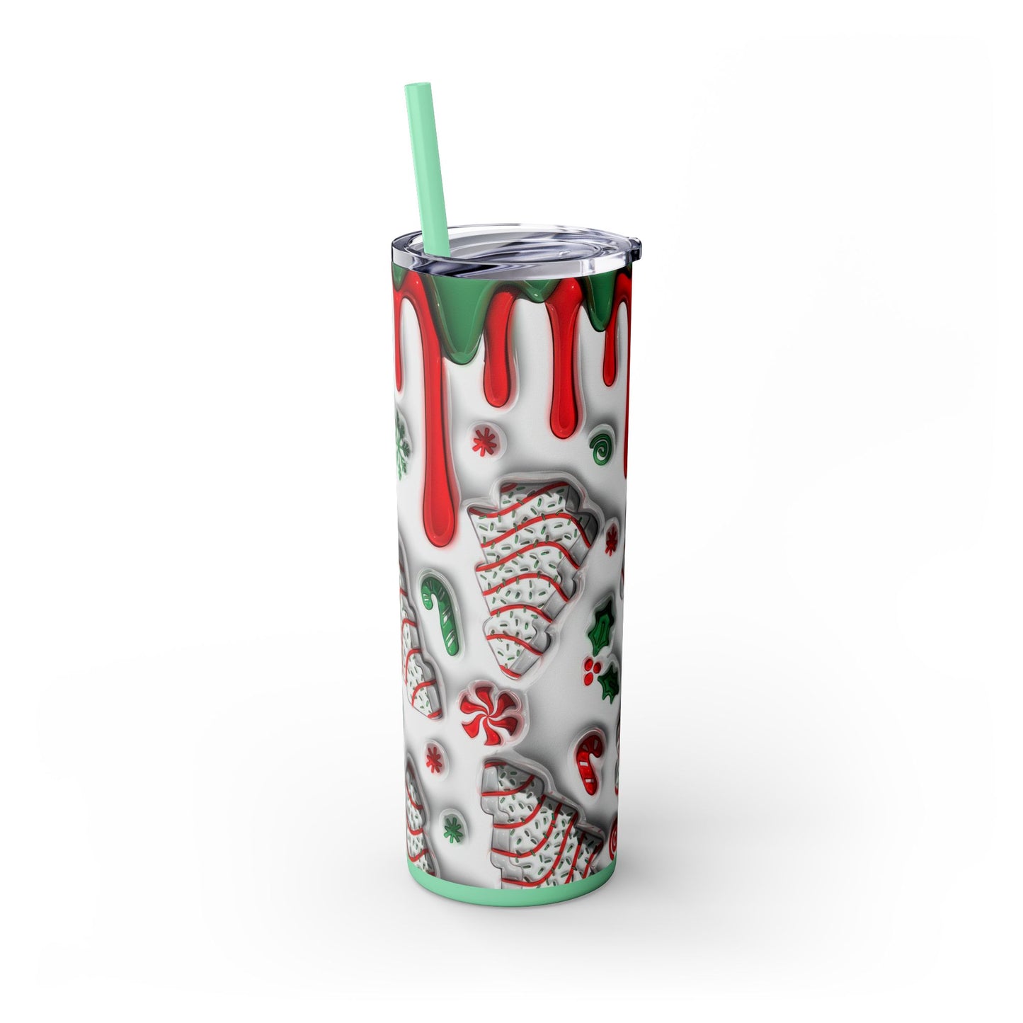 Christmas Cookie Skinny Tumbler, Holiday Drinkware, 20oz Snowman Cup, Festive Straw Mug, Winter Wonderland Gift