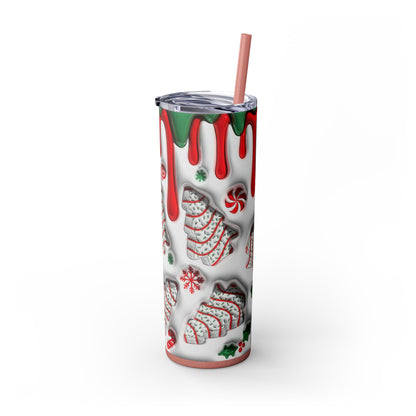 Christmas Cookie Skinny Tumbler, Holiday Drinkware, 20oz Snowman Cup, Festive Straw Mug, Winter Wonderland Gift