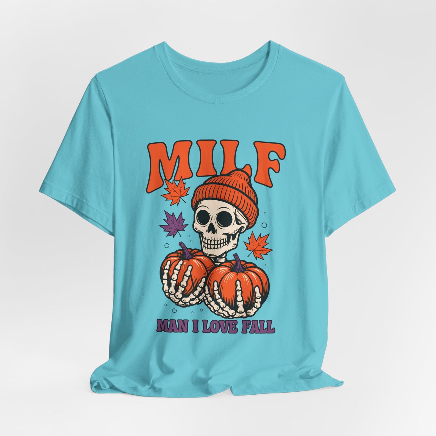 Fall Vibes Skeleton Tee - Halloween Fashion, Unisex Shirt, Fall Apparel, MILF Shirt, Halloween Costume Top