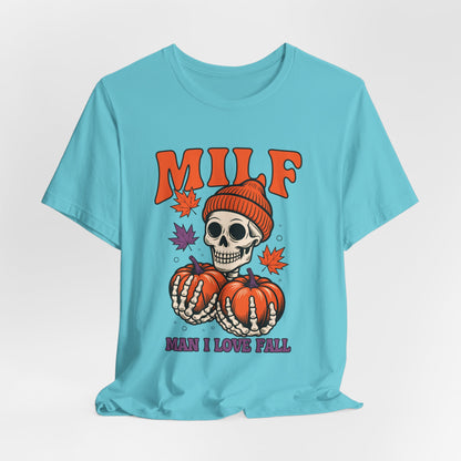 Fall Vibes Skeleton Tee - Halloween Fashion, Unisex Shirt, Fall Apparel, MILF Shirt, Halloween Costume Top