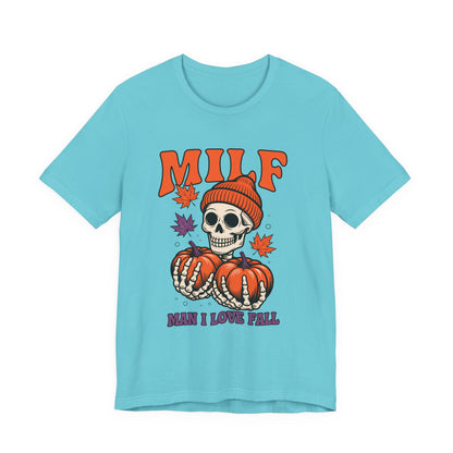 Fall Vibes Skeleton Tee - Halloween Fashion, Unisex Shirt, Fall Apparel, MILF Shirt, Halloween Costume Top