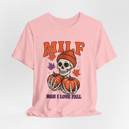 Fall Vibes Skeleton Tee - Halloween Fashion, Unisex Shirt, Fall Apparel, MILF Shirt, Halloween Costume Top