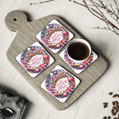 Christmas Coasters, Festive Drink Mats, Holiday Home Decor, Seasonal Gifts for Friends, Merry Christmas 2025