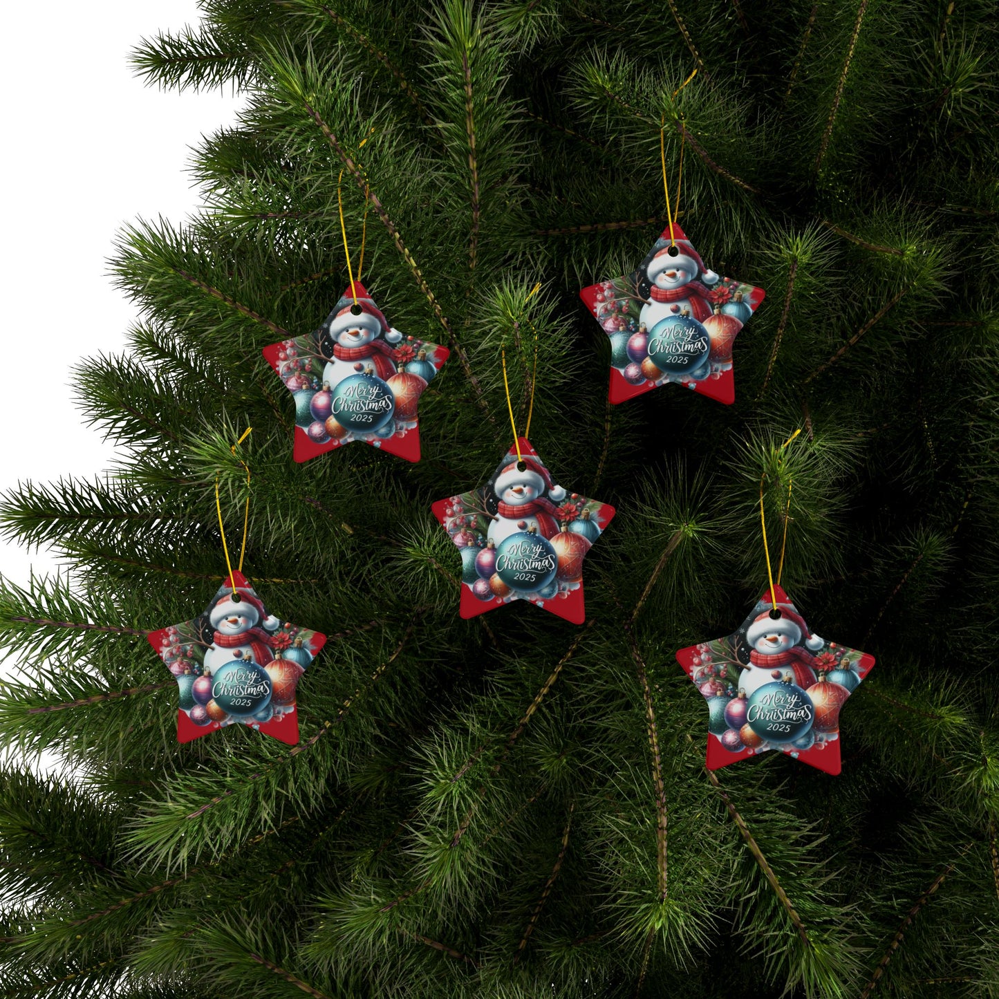 Christmas  Ornaments, Holiday Decor, Festive Gift, Snowman Design, 2-Sided Print, Tree Decorations
