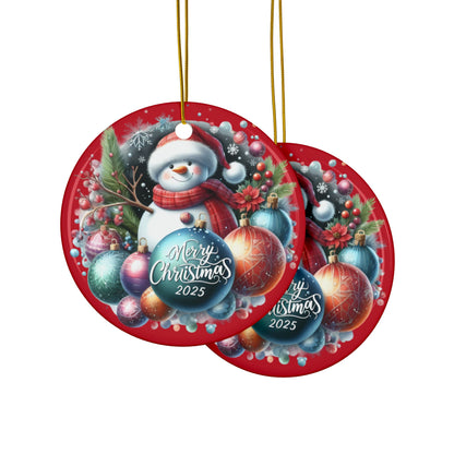 Christmas  Ornaments, Holiday Decor, Festive Gift, Snowman Design, 2-Sided Print, Tree Decorations
