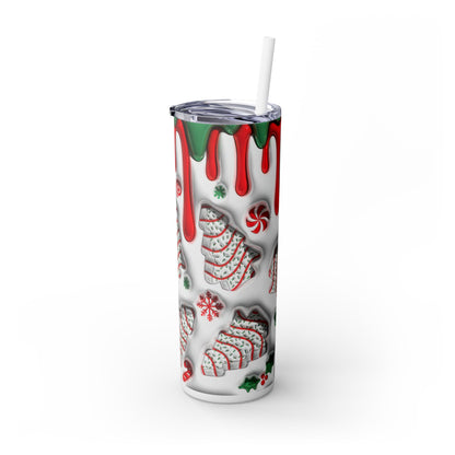 Christmas Cookie Skinny Tumbler, Holiday Drinkware, 20oz Snowman Cup, Festive Straw Mug, Winter Wonderland Gift