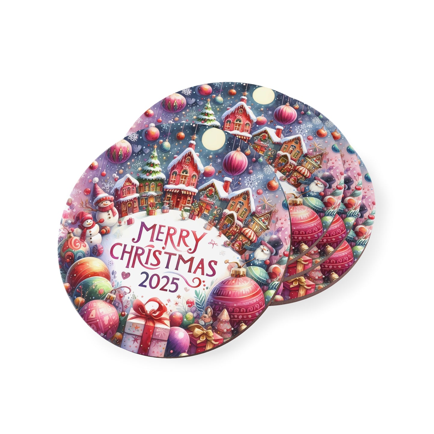 Christmas Coasters, Festive Drink Mats, Holiday Home Decor, Seasonal Gifts for Friends, Merry Christmas 2025