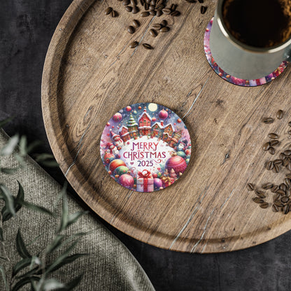 Christmas Coasters, Festive Drink Mats, Holiday Home Decor, Seasonal Gifts for Friends, Merry Christmas 2025