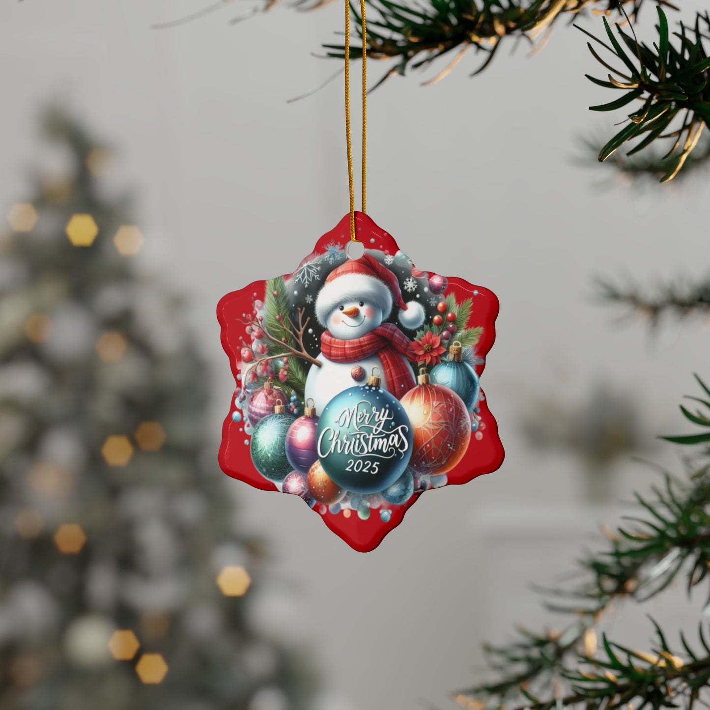 Christmas  Ornaments, Holiday Decor, Festive Gift, Snowman Design, 2-Sided Print, Tree Decorations