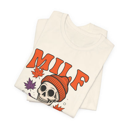 Fall Vibes Skeleton Tee - Halloween Fashion, Unisex Shirt, Fall Apparel, MILF Shirt, Halloween Costume Top