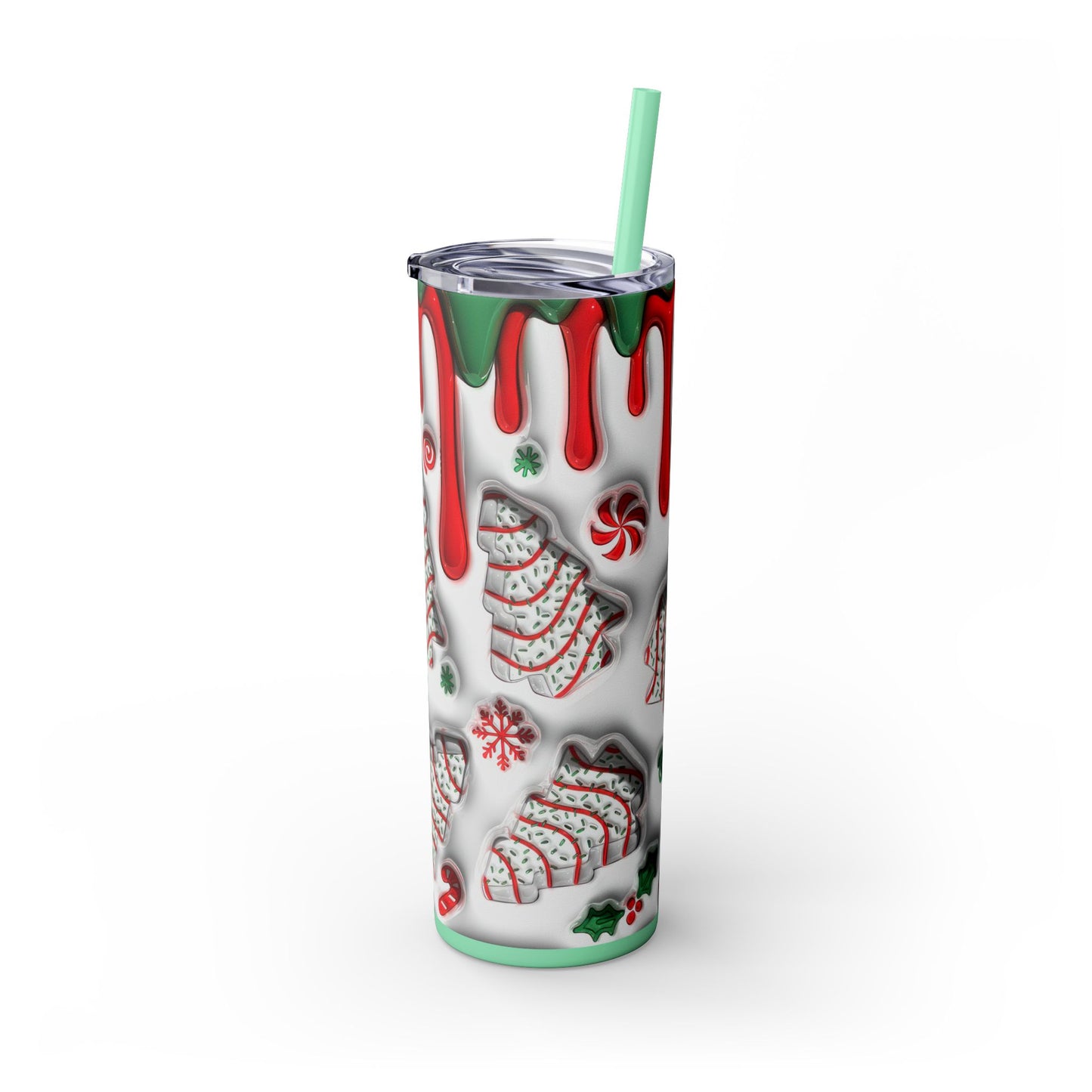 Christmas Cookie Skinny Tumbler, Holiday Drinkware, 20oz Snowman Cup, Festive Straw Mug, Winter Wonderland Gift