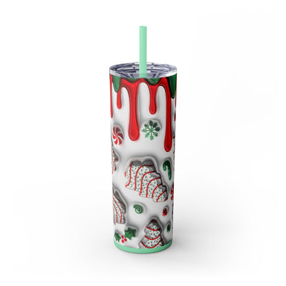 Christmas Cookie Skinny Tumbler, Holiday Drinkware, 20oz Snowman Cup, Festive Straw Mug, Winter Wonderland Gift