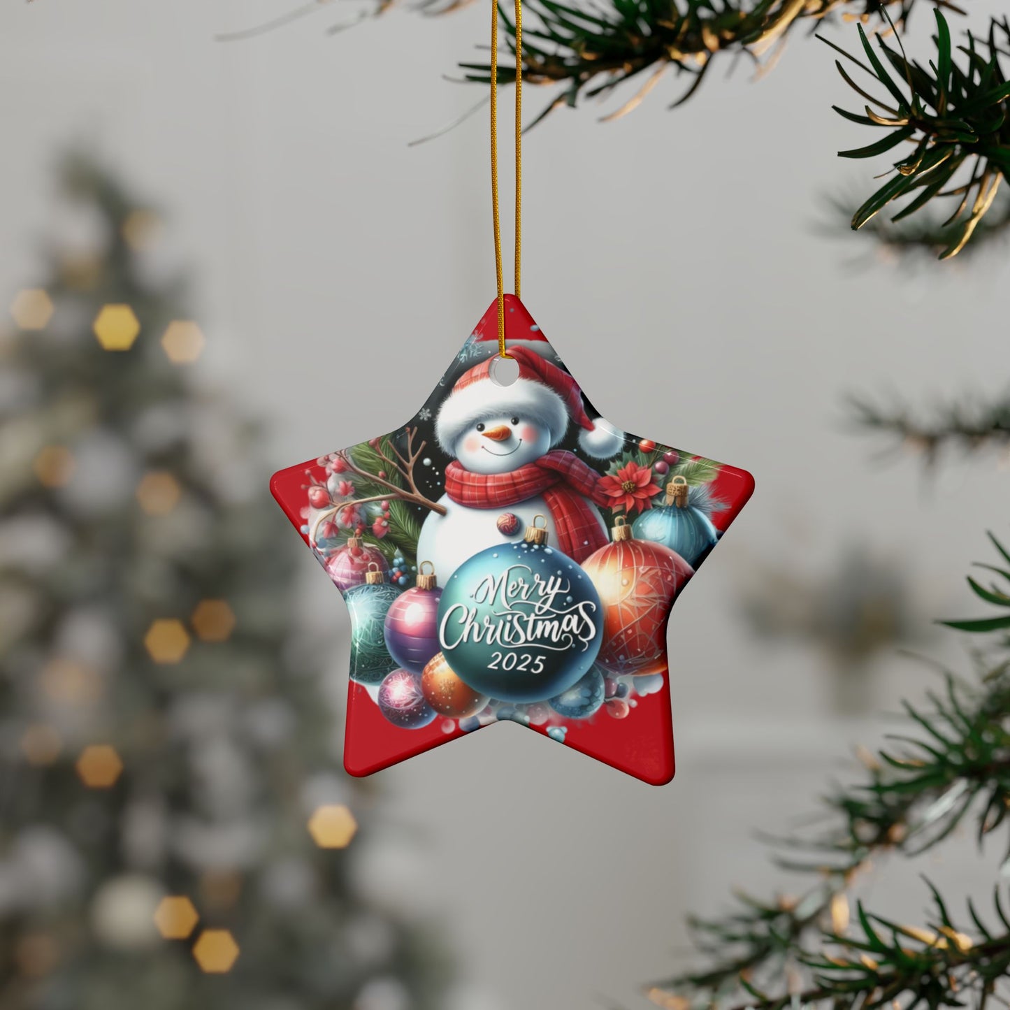 Christmas  Ornaments, Holiday Decor, Festive Gift, Snowman Design, 2-Sided Print, Tree Decorations