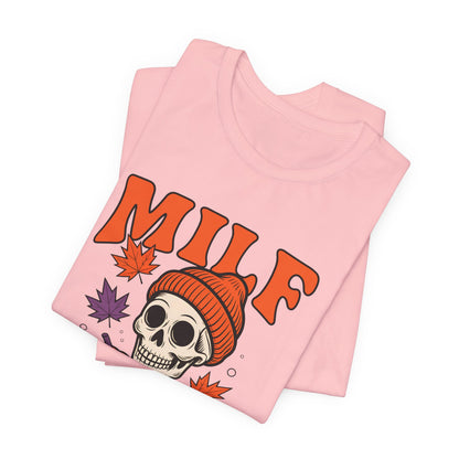 Fall Vibes Skeleton Tee - Halloween Fashion, Unisex Shirt, Fall Apparel, MILF Shirt, Halloween Costume Top