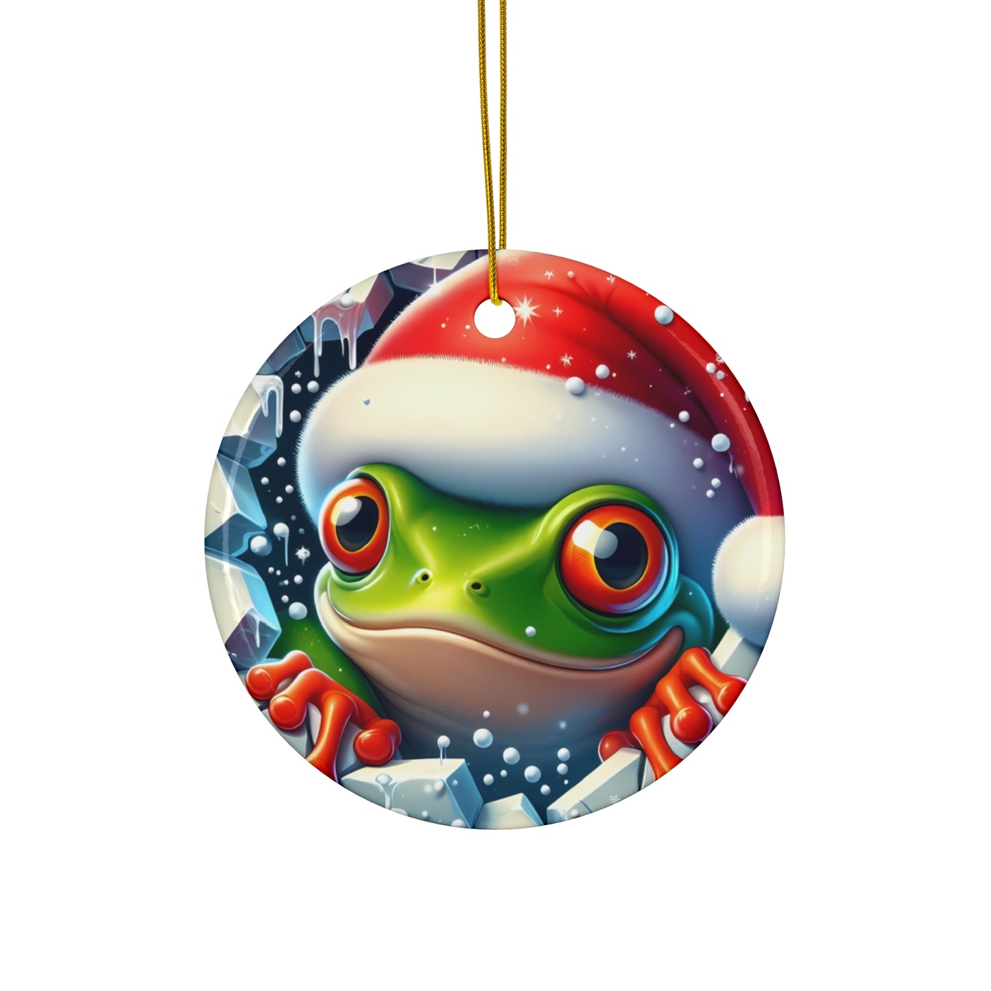 Festive Ceramic Ornaments, Frog Holiday Decor, Christmas Tree Decoration, Unique Gift for Animal Lovers, Cute Frog Holiday Ornament