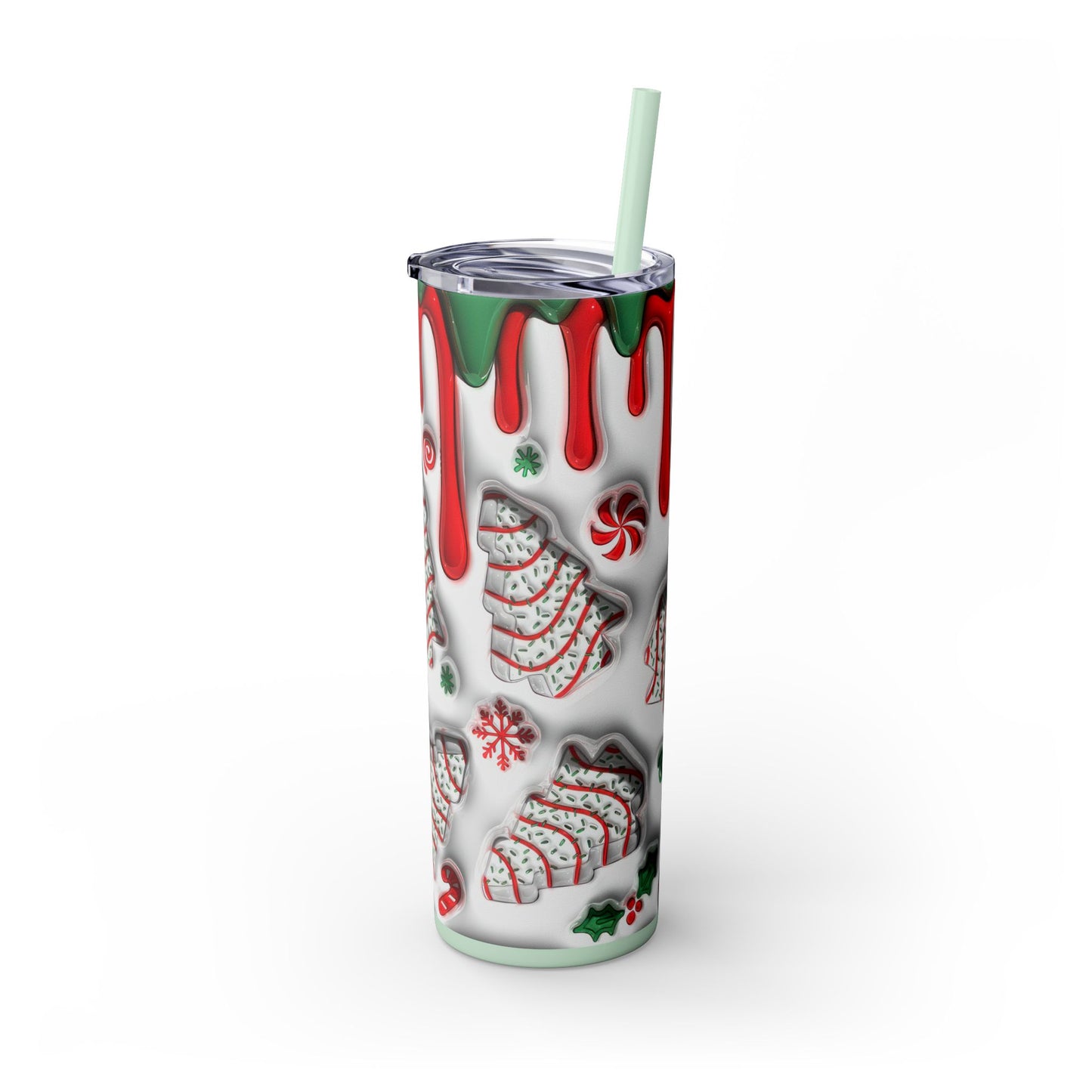 Christmas Cookie Skinny Tumbler, Holiday Drinkware, 20oz Snowman Cup, Festive Straw Mug, Winter Wonderland Gift