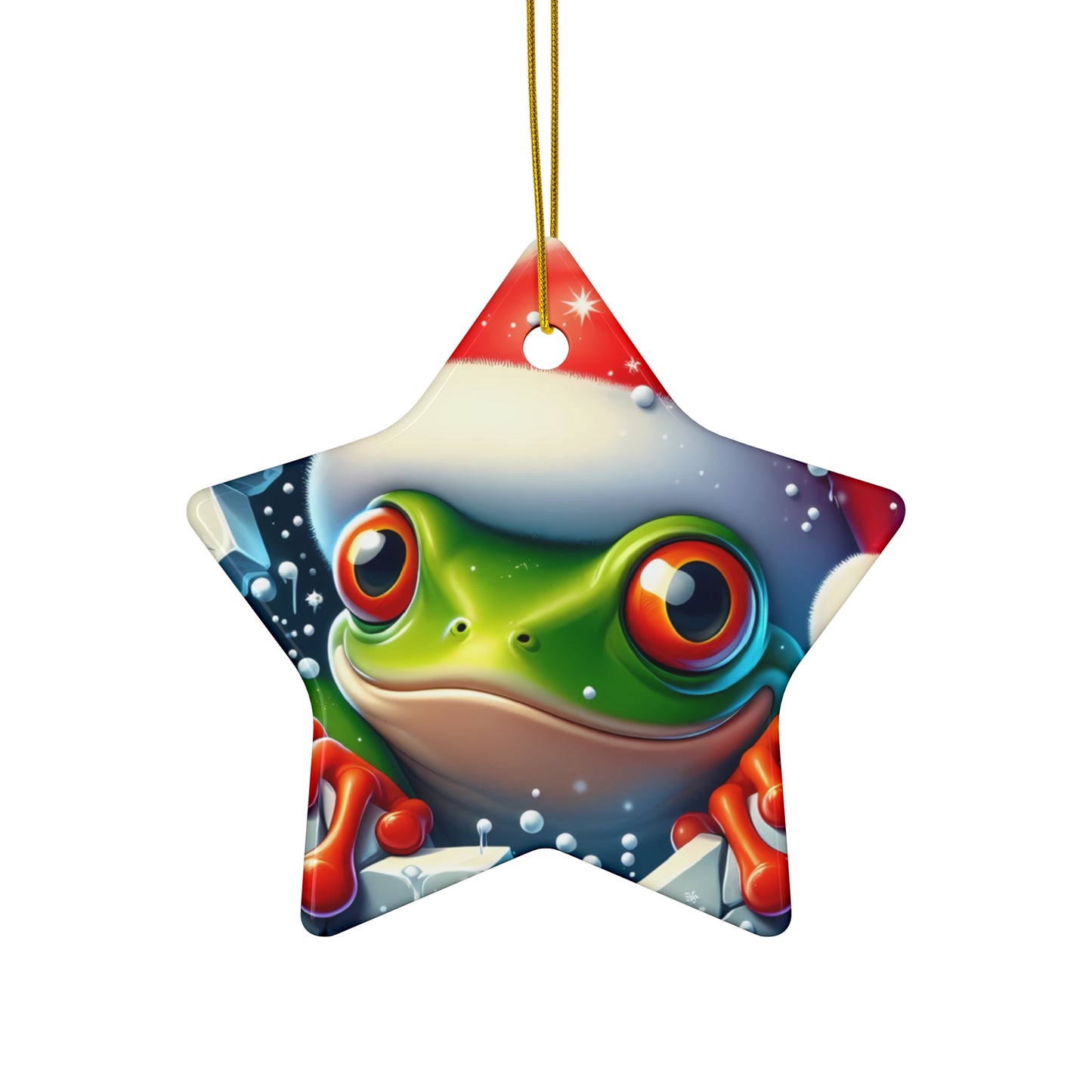 Festive Ceramic Ornaments, Frog Holiday Decor, Christmas Tree Decoration, Unique Gift for Animal Lovers, Cute Frog Holiday Ornament
