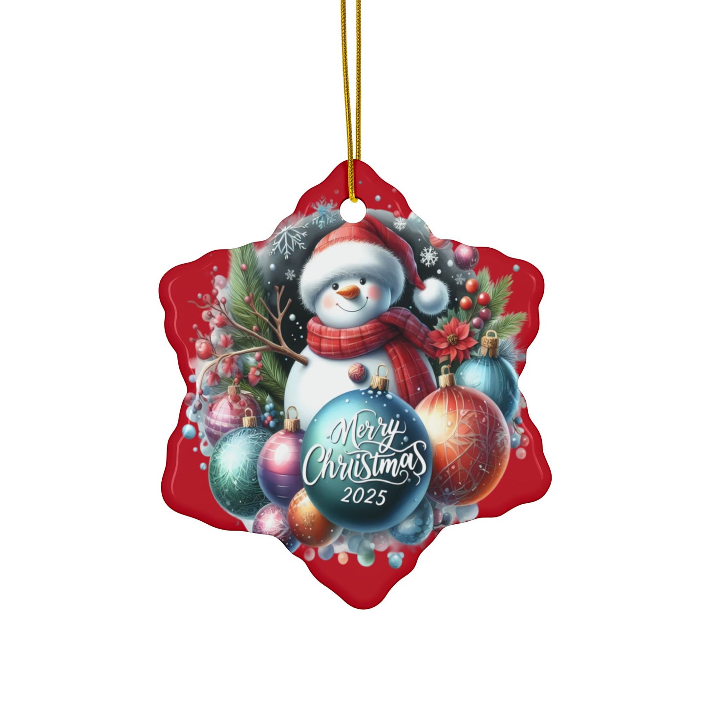 Christmas  Ornaments, Holiday Decor, Festive Gift, Snowman Design, 2-Sided Print, Tree Decorations