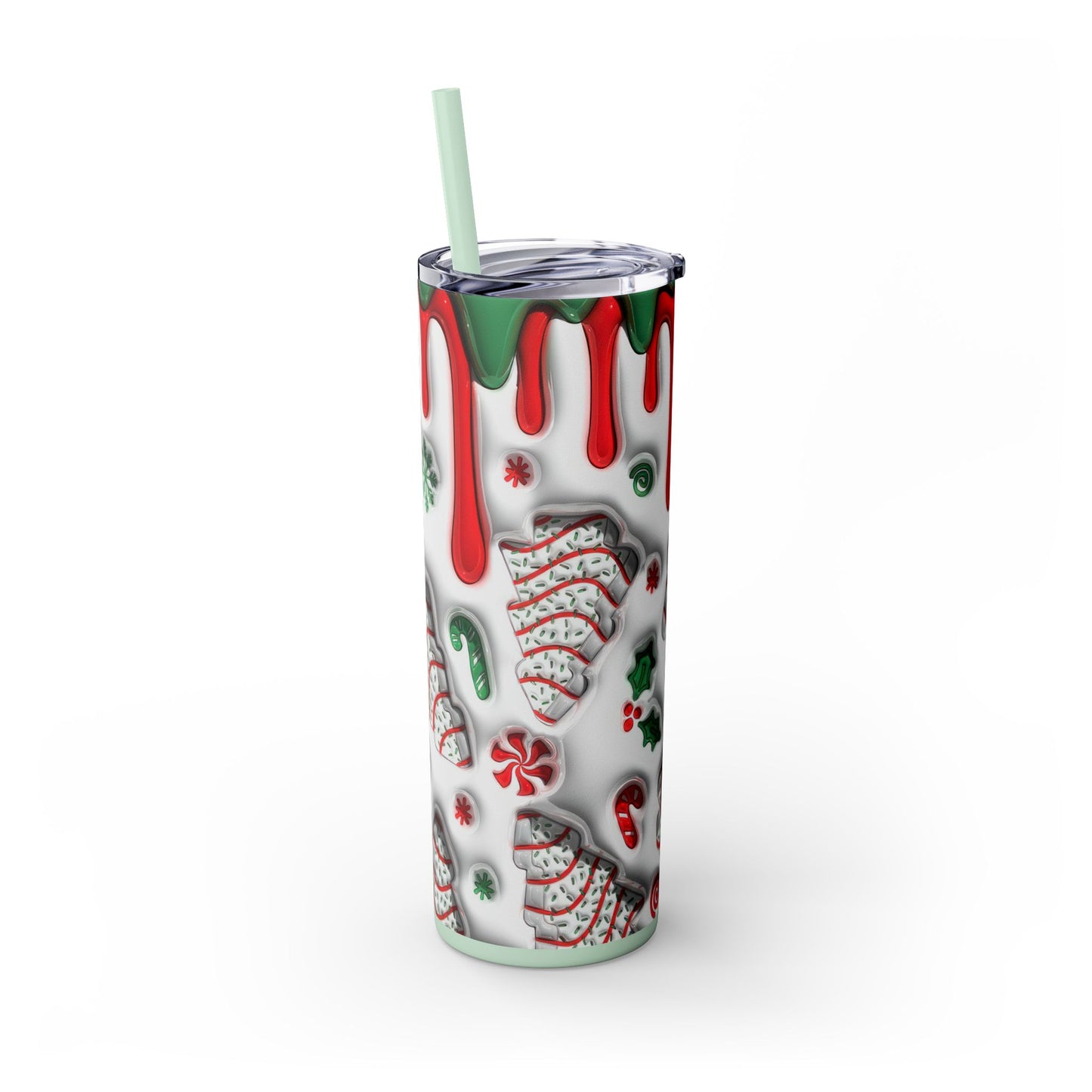 Christmas Cookie Skinny Tumbler, Holiday Drinkware, 20oz Snowman Cup, Festive Straw Mug, Winter Wonderland Gift