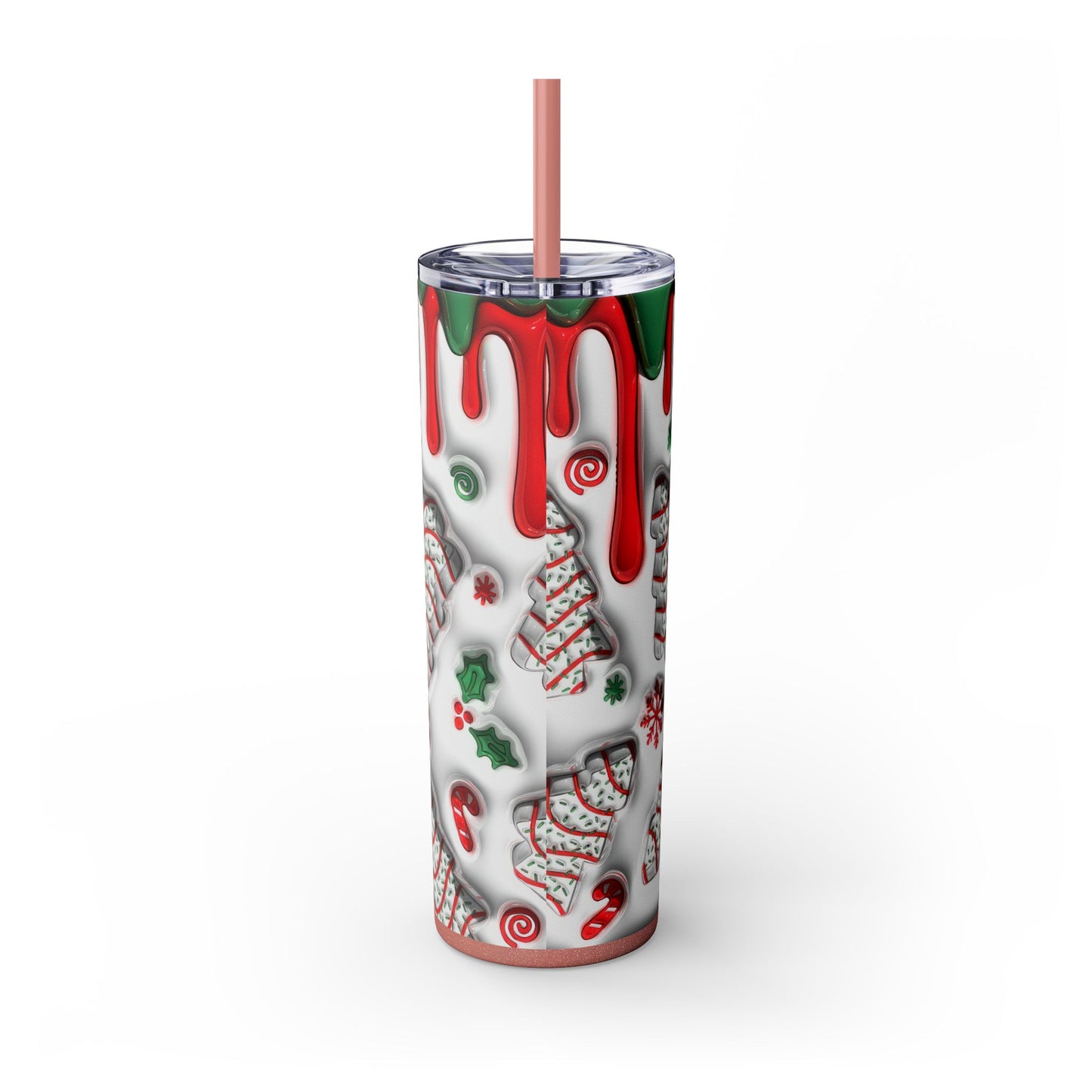 Christmas Cookie Skinny Tumbler, Holiday Drinkware, 20oz Snowman Cup, Festive Straw Mug, Winter Wonderland Gift