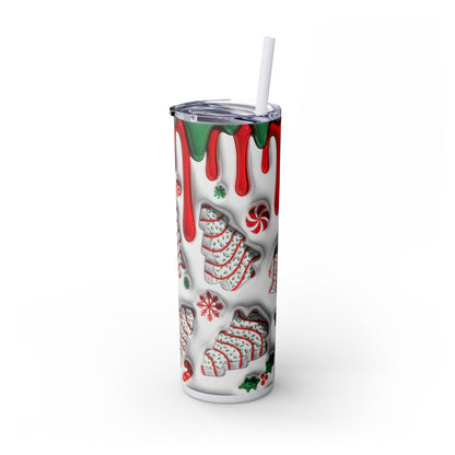 Christmas Cookie Skinny Tumbler, Holiday Drinkware, 20oz Snowman Cup, Festive Straw Mug, Winter Wonderland Gift