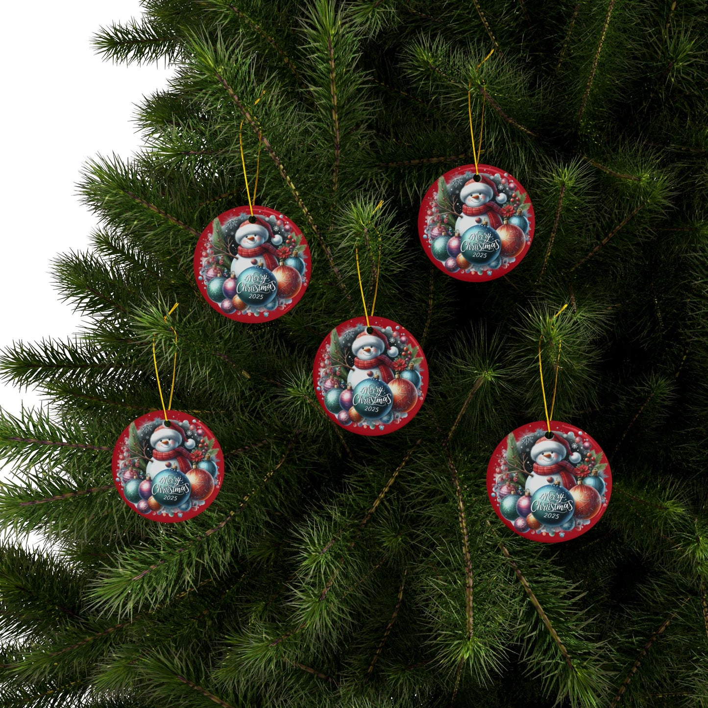 Christmas  Ornaments, Holiday Decor, Festive Gift, Snowman Design, 2-Sided Print, Tree Decorations