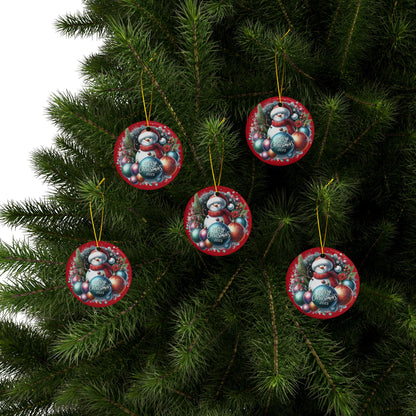 Christmas  Ornaments, Holiday Decor, Festive Gift, Snowman Design, 2-Sided Print, Tree Decorations