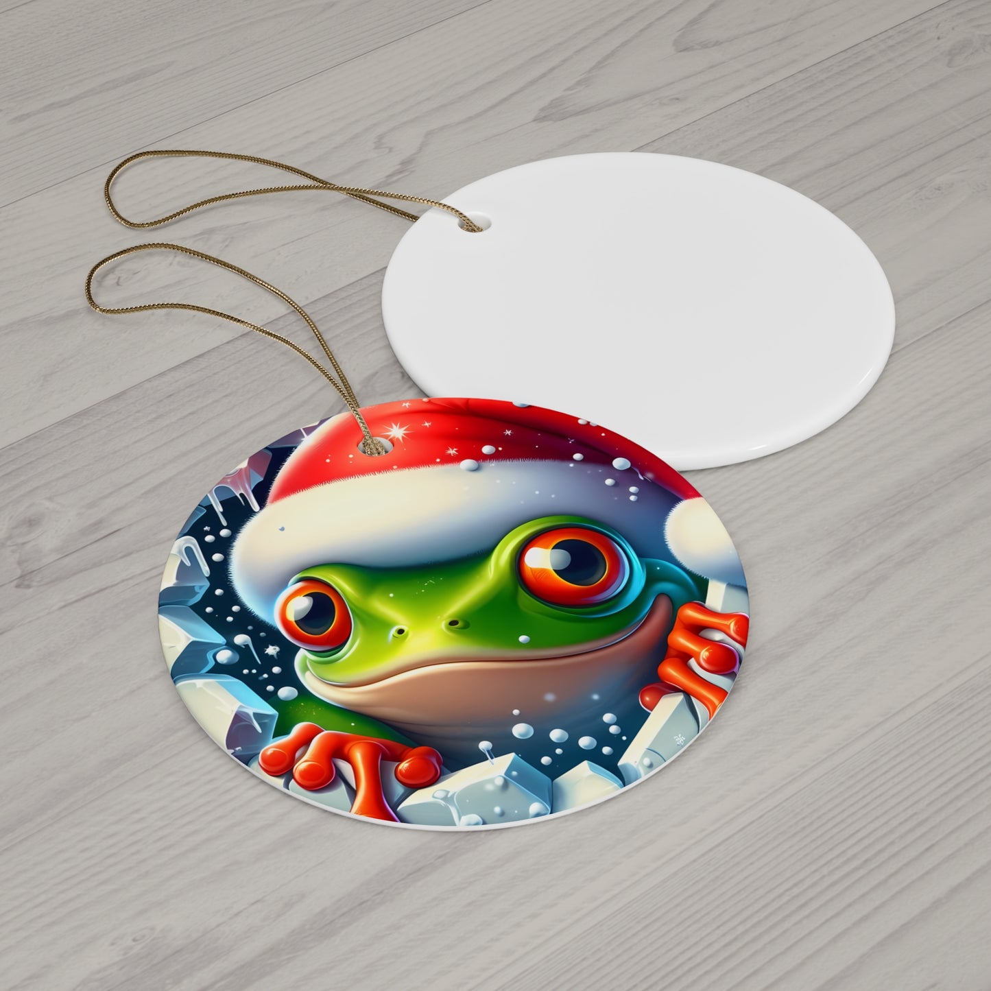 Festive Ceramic Ornaments, Frog Holiday Decor, Christmas Tree Decoration, Unique Gift for Animal Lovers, Cute Frog Holiday Ornament