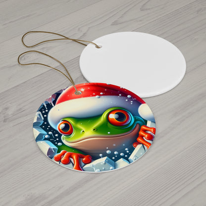 Festive Ceramic Ornaments, Frog Holiday Decor, Christmas Tree Decoration, Unique Gift for Animal Lovers, Cute Frog Holiday Ornament