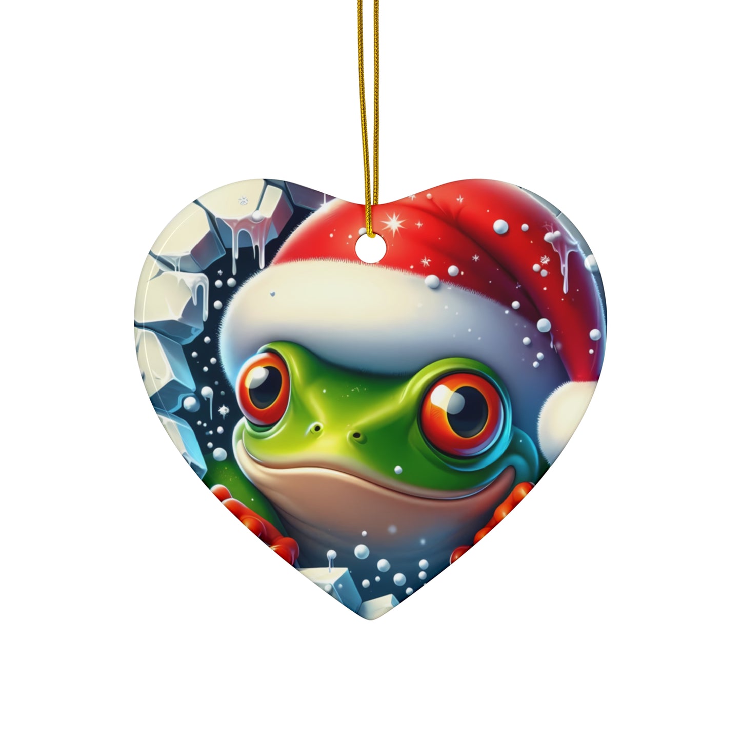 Festive Ceramic Ornaments, Frog Holiday Decor, Christmas Tree Decoration, Unique Gift for Animal Lovers, Cute Frog Holiday Ornament