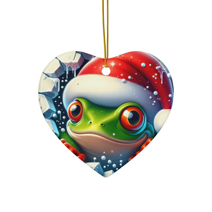 Festive Ceramic Ornaments, Frog Holiday Decor, Christmas Tree Decoration, Unique Gift for Animal Lovers, Cute Frog Holiday Ornament
