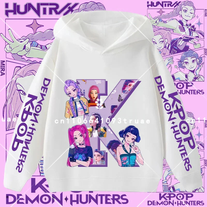 2026 New Letter A-Z Girls' sportswear Kpop Demon Hunters Boys' casual shirt Children's hooded shirt Autumn/Winter long-sleeved