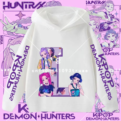 2026 New Letter A-Z Girls' sportswear Kpop Demon Hunters Boys' casual shirt Children's hooded shirt Autumn/Winter long-sleeved