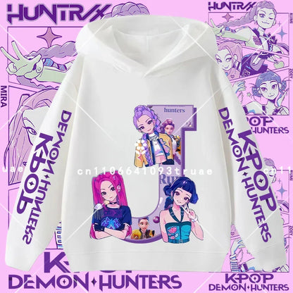 2026 New Letter A-Z Girls' sportswear Kpop Demon Hunters Boys' casual shirt Children's hooded shirt Autumn/Winter long-sleeved